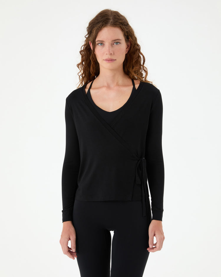 Siyah Anvelop Bağlamalı Bluz