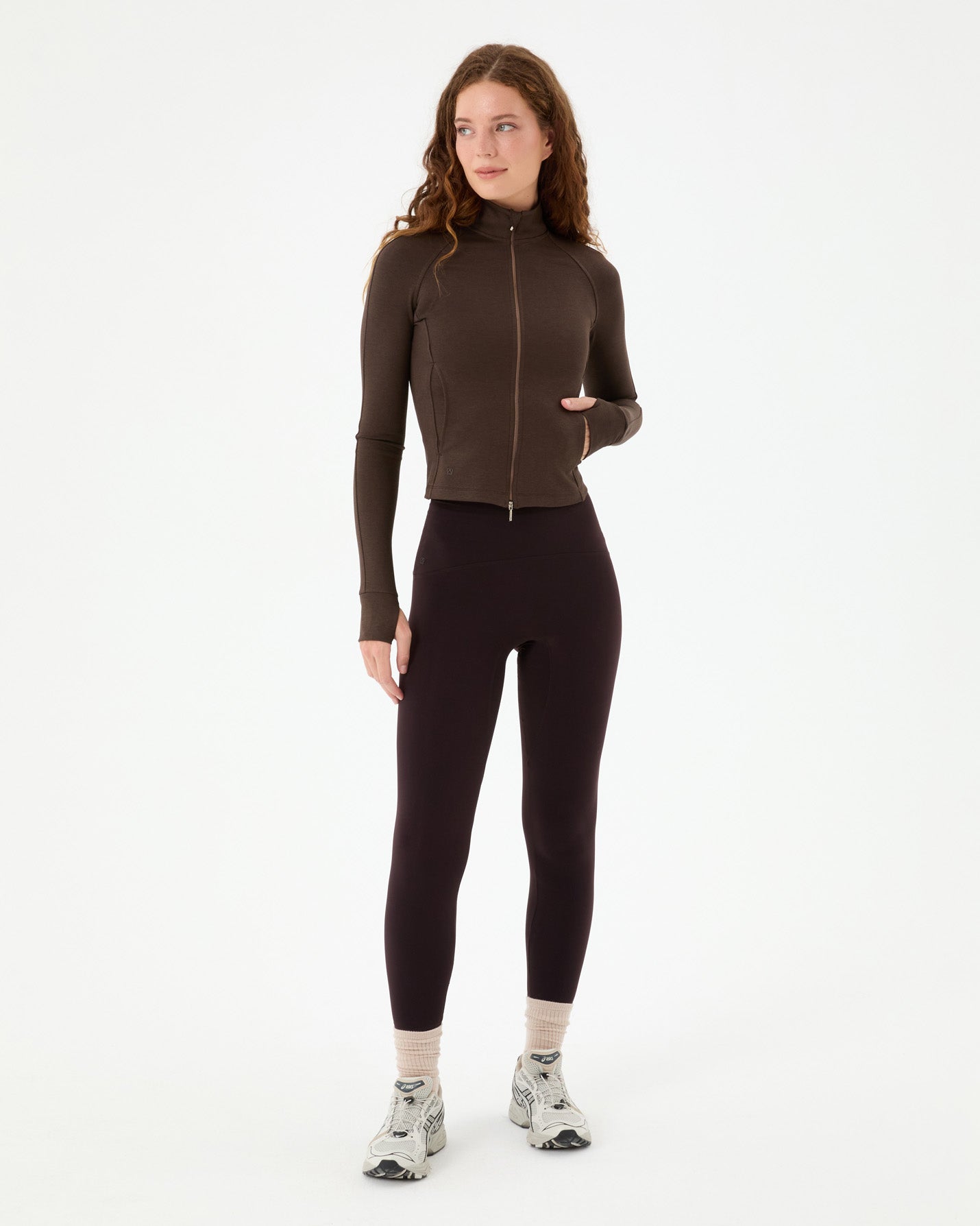 Kahverengi Dar Fit Spor Üst