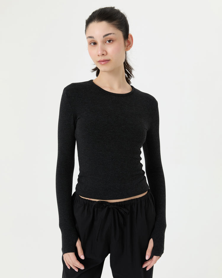 Gri Melanj Parmak Geçmeli Bluz