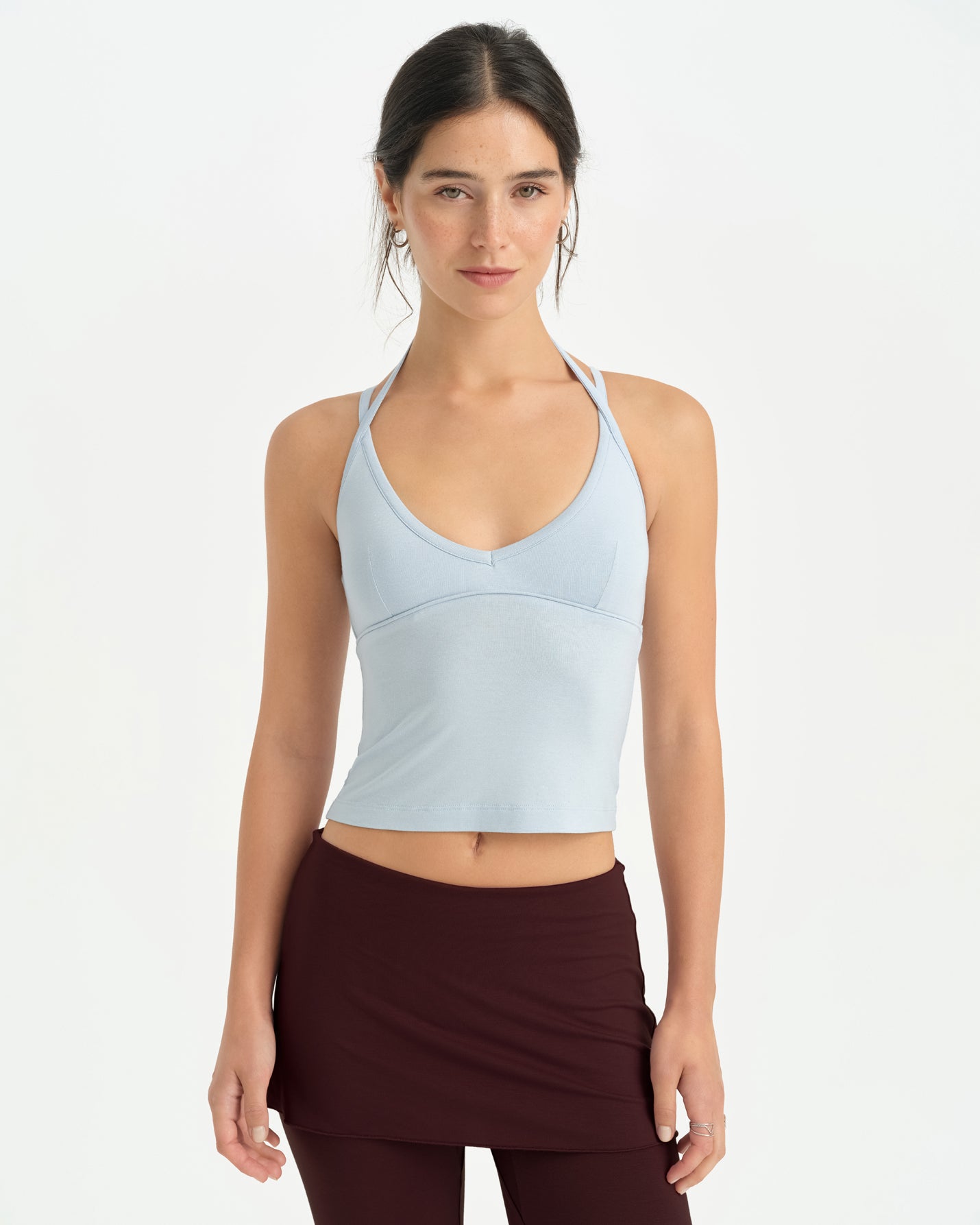 Baby Blue Çift Askılı Halter Bluz