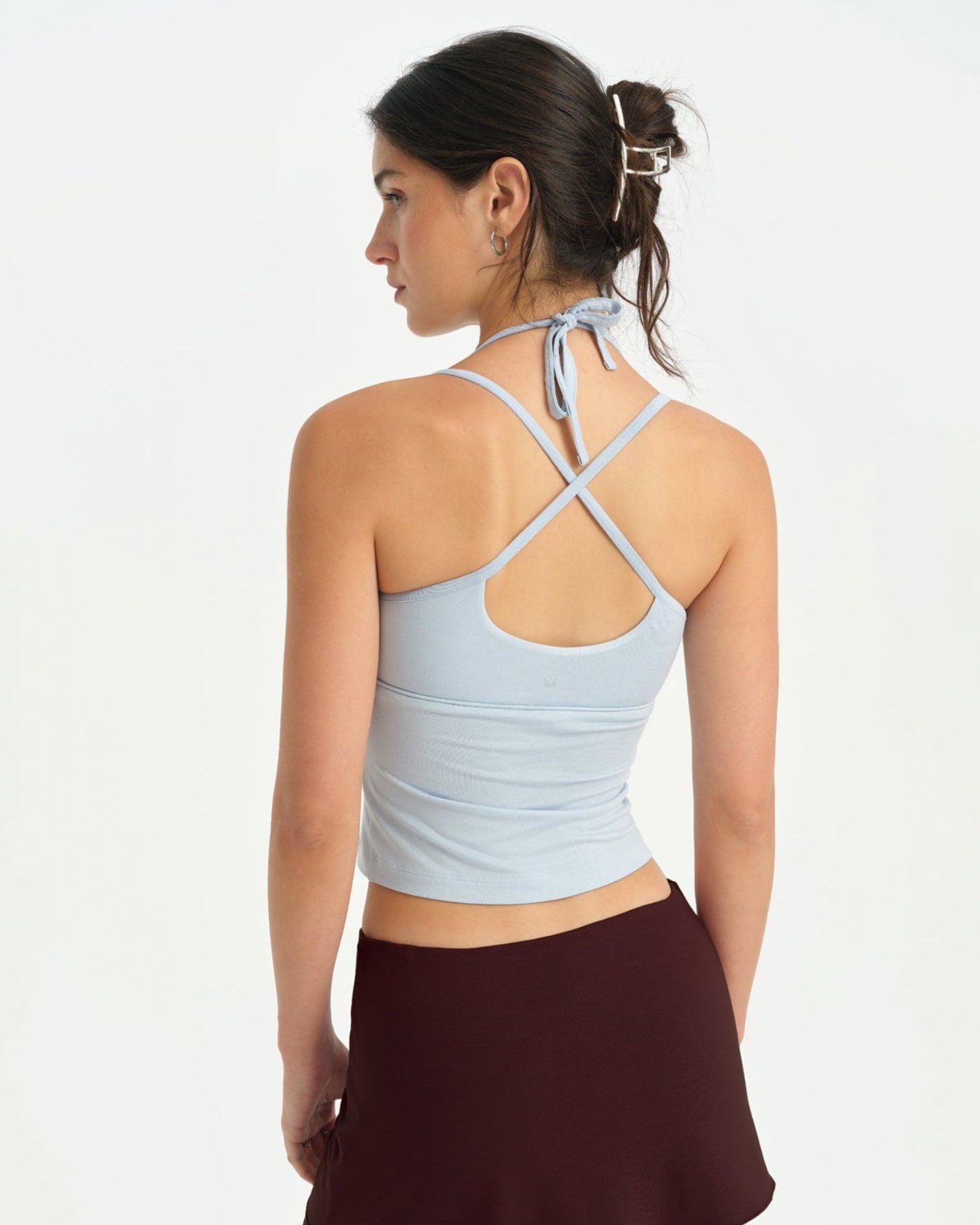 Baby Blue Çift Askılı Halter Bluz