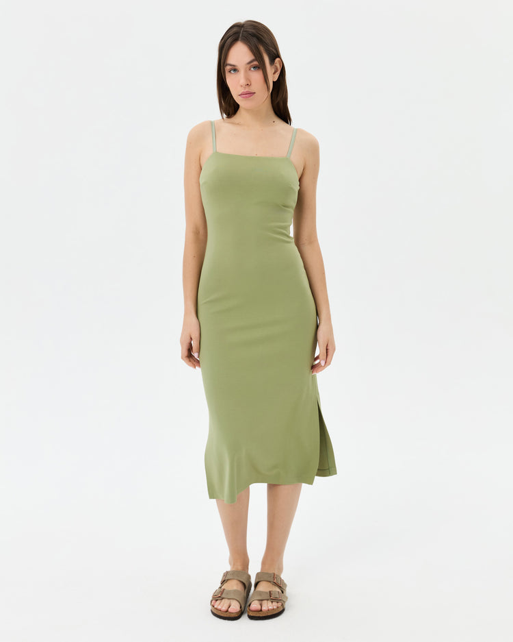Matcha Askılı Midi Elbise