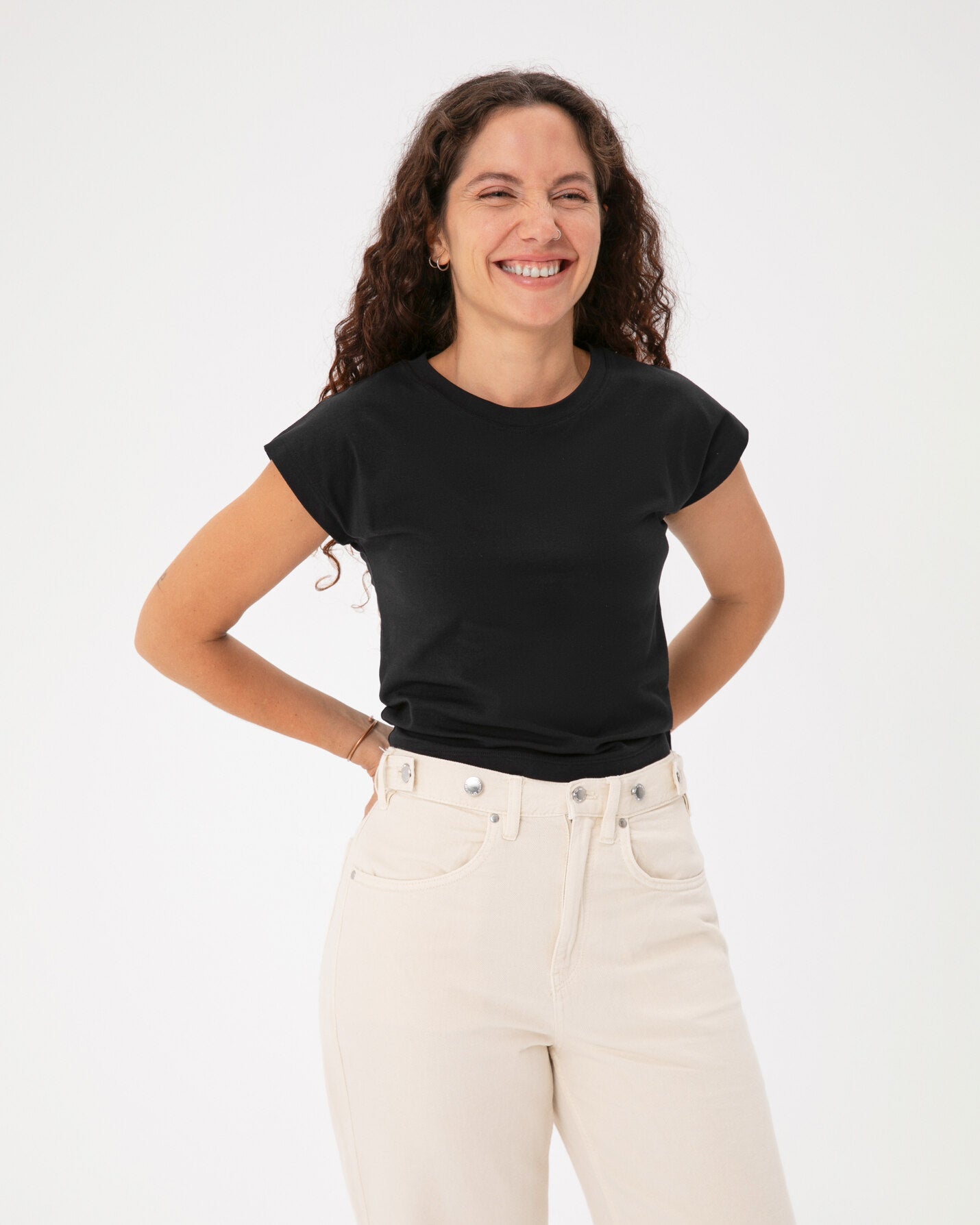 Siyah Basic Half Crop T-shirt