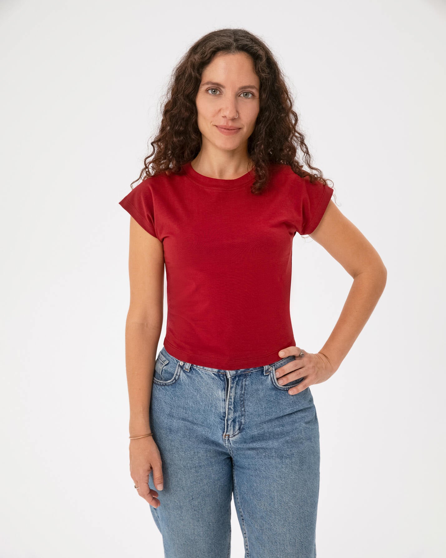 Sangria Basic Half Crop T-shirt