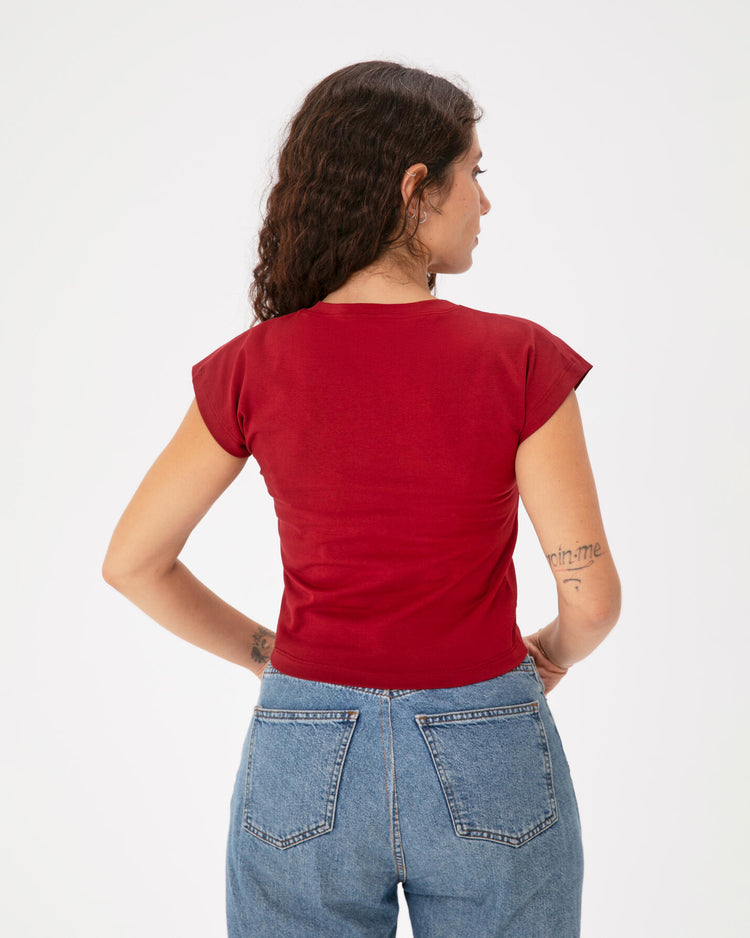 Sangria Basic Half Crop T-shirt