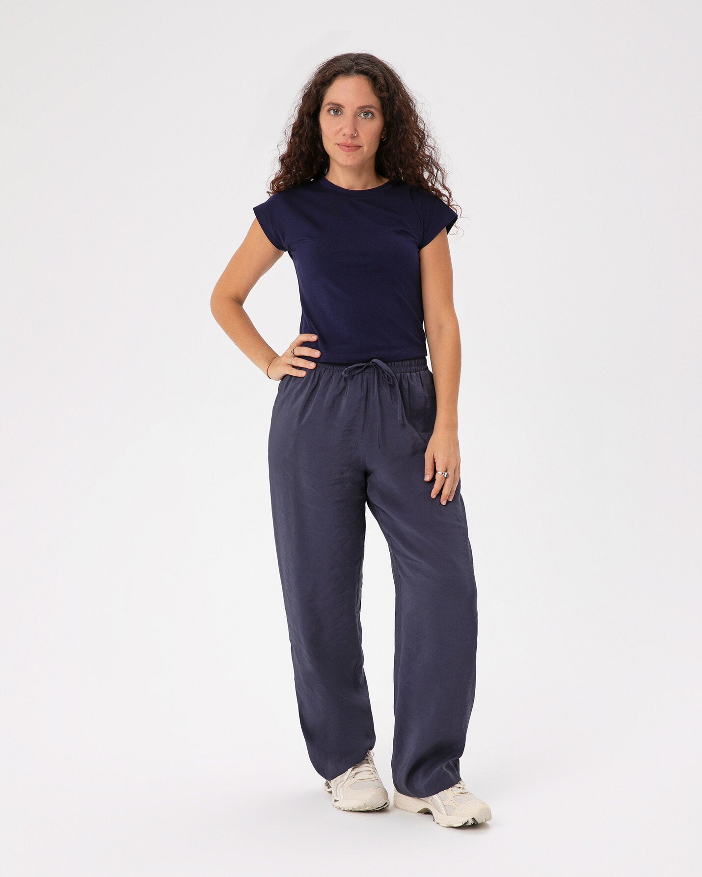 Indigo Basic Half Crop T-shirt