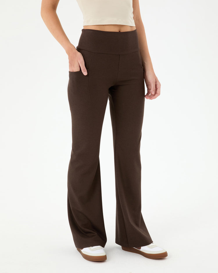 Kahverengi Cepli Flare Pantolon