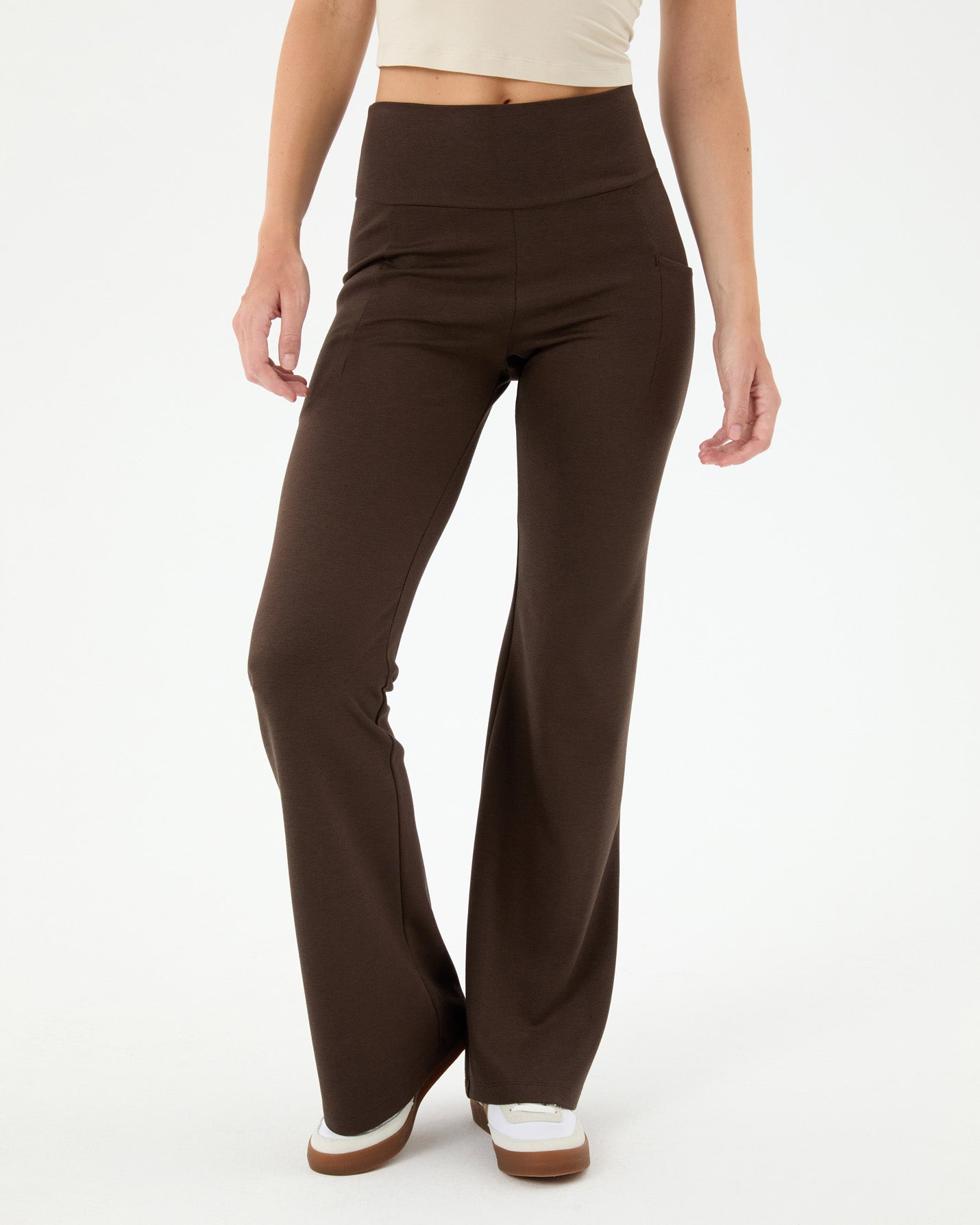 Kahverengi Cepli Flare Pantolon