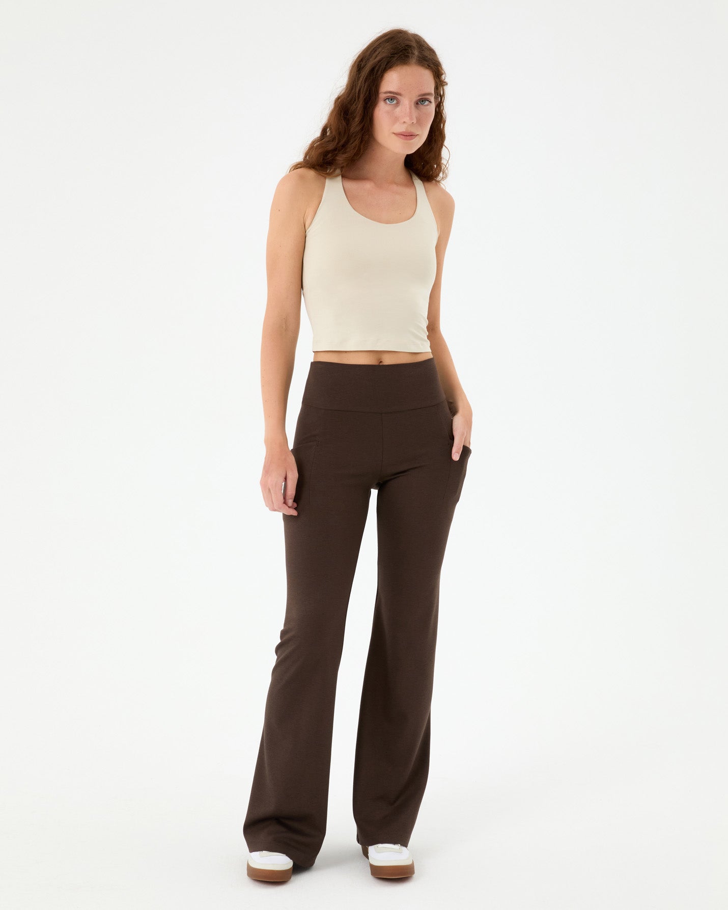 Kahverengi Cepli Flare Pantolon