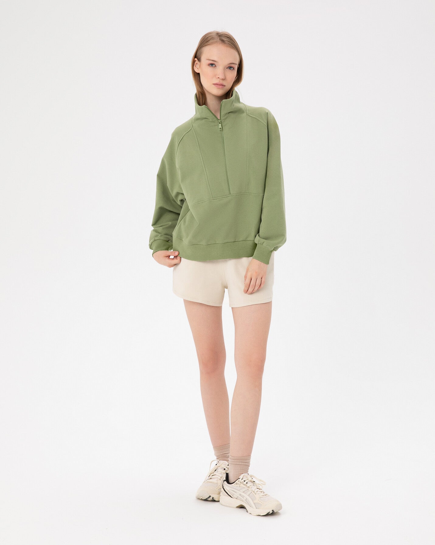 Matcha Dik Yaka Sweatshirt