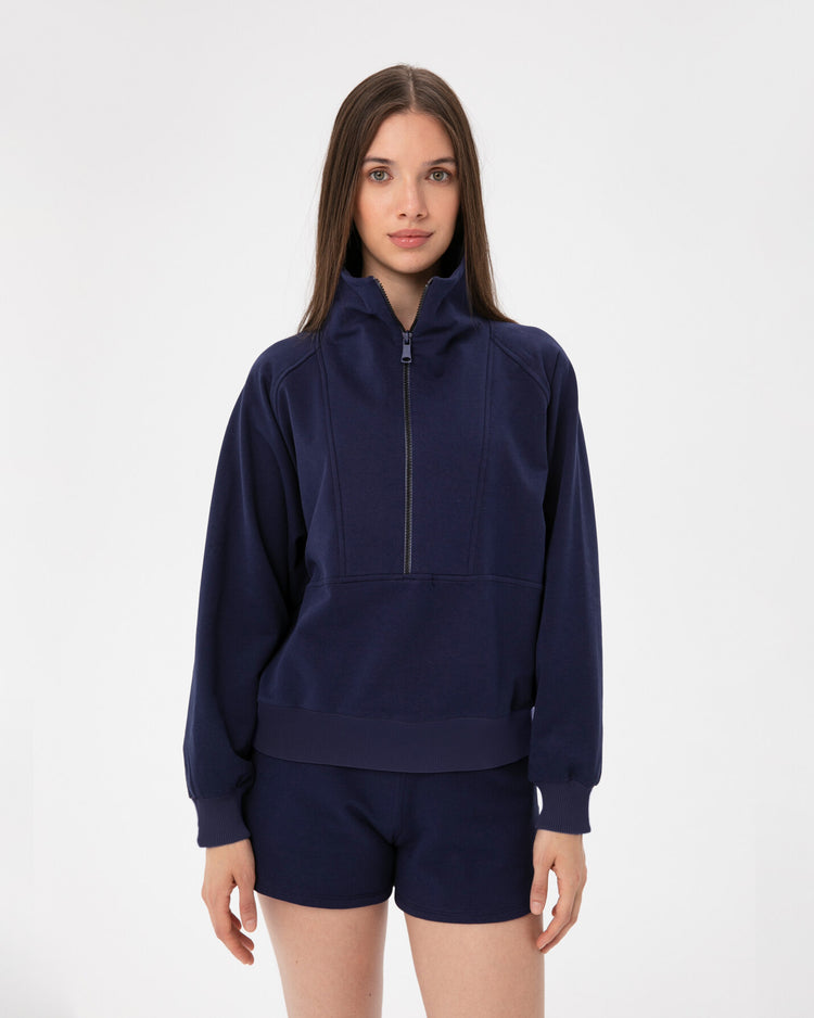 Indigo Dik Yaka Sweatshirt