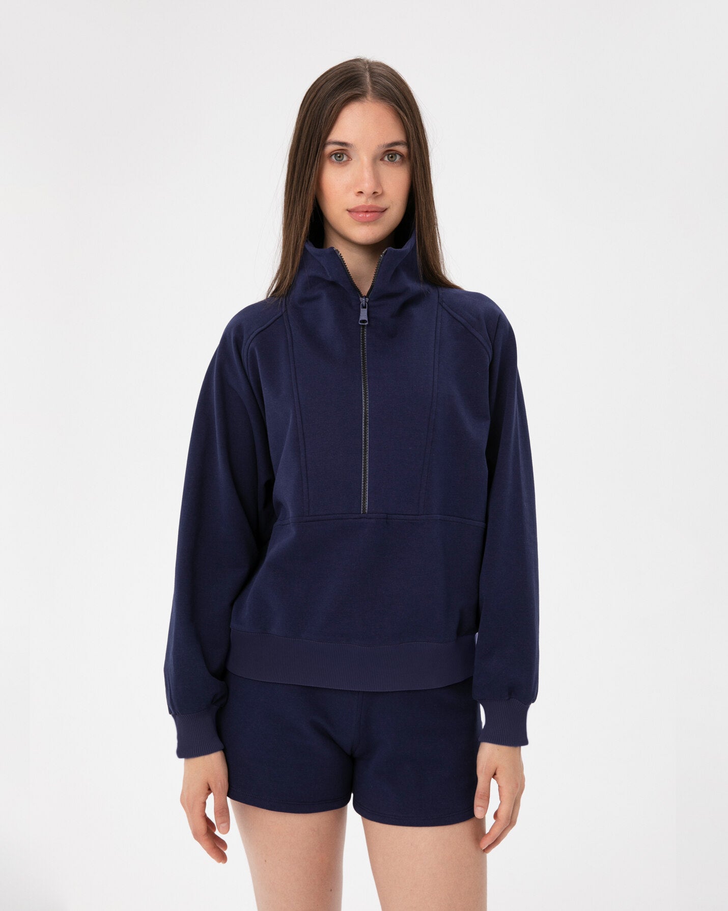 Indigo Dik Yaka Sweatshirt