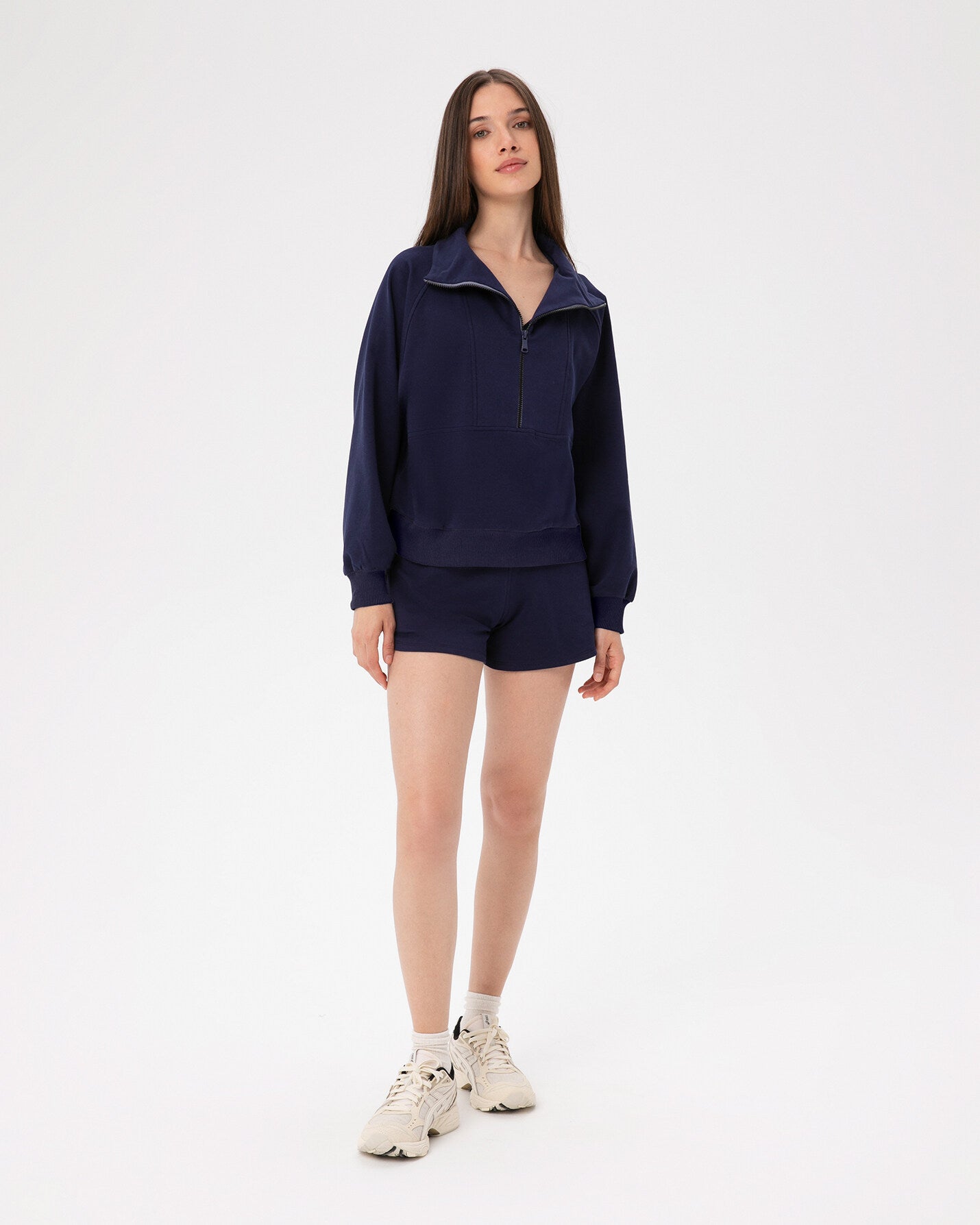 Indigo Dik Yaka Sweatshirt