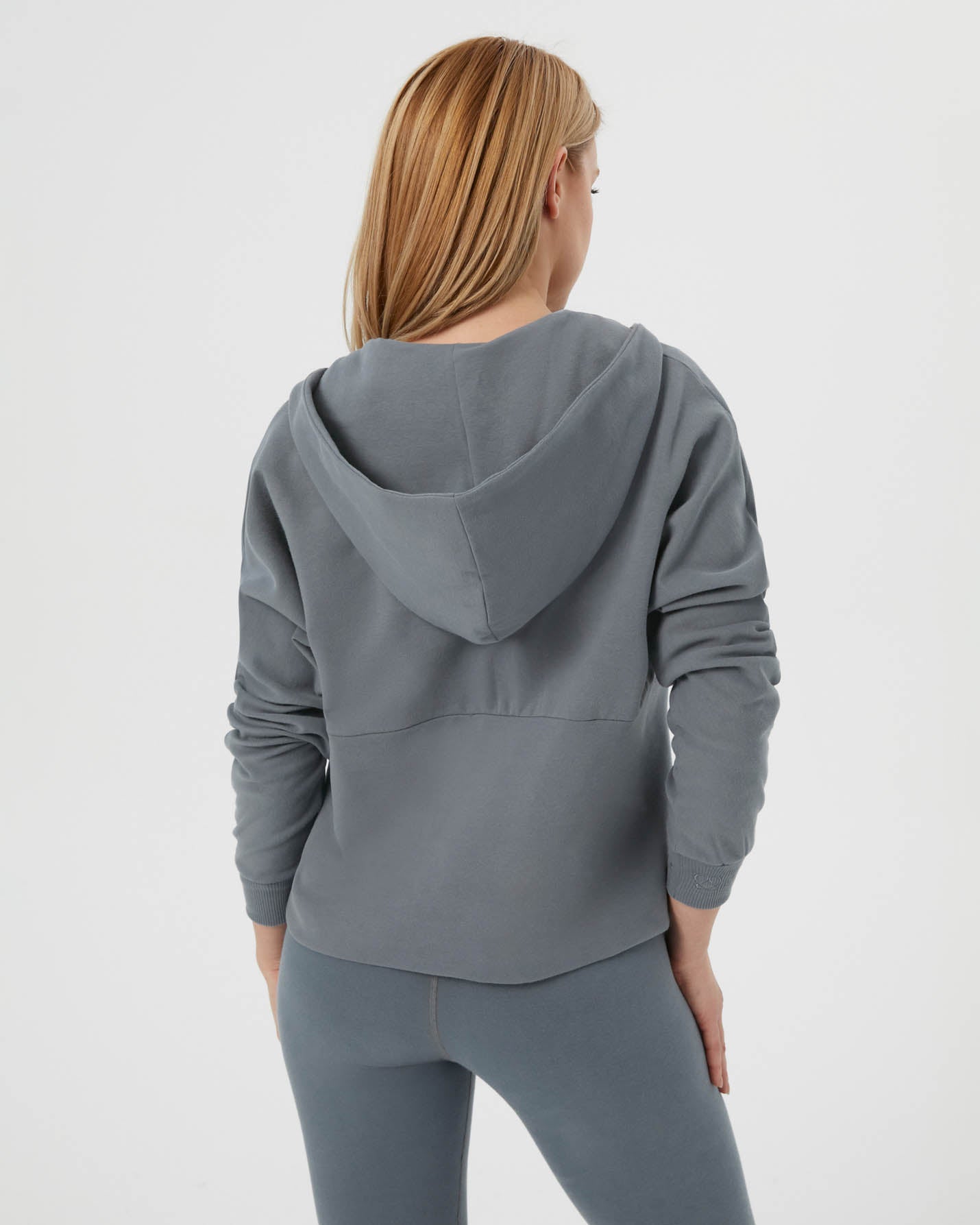 Mavi Ladin Fermuarlı Hoodie