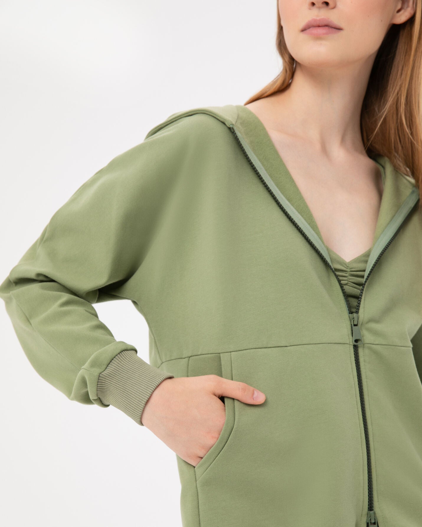 Matcha Fermuarlı Hoodie