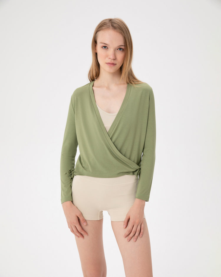 Matcha İpli Kruvaze Bluz