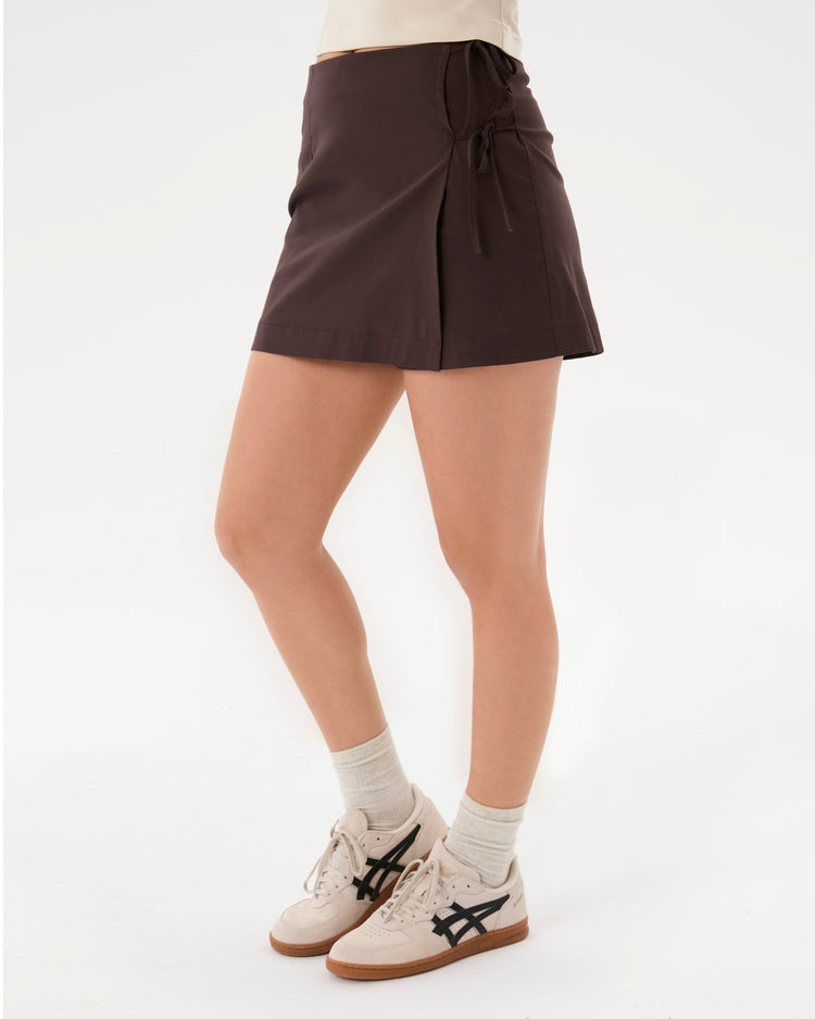 Kahverengi Anvelop Şort Etek