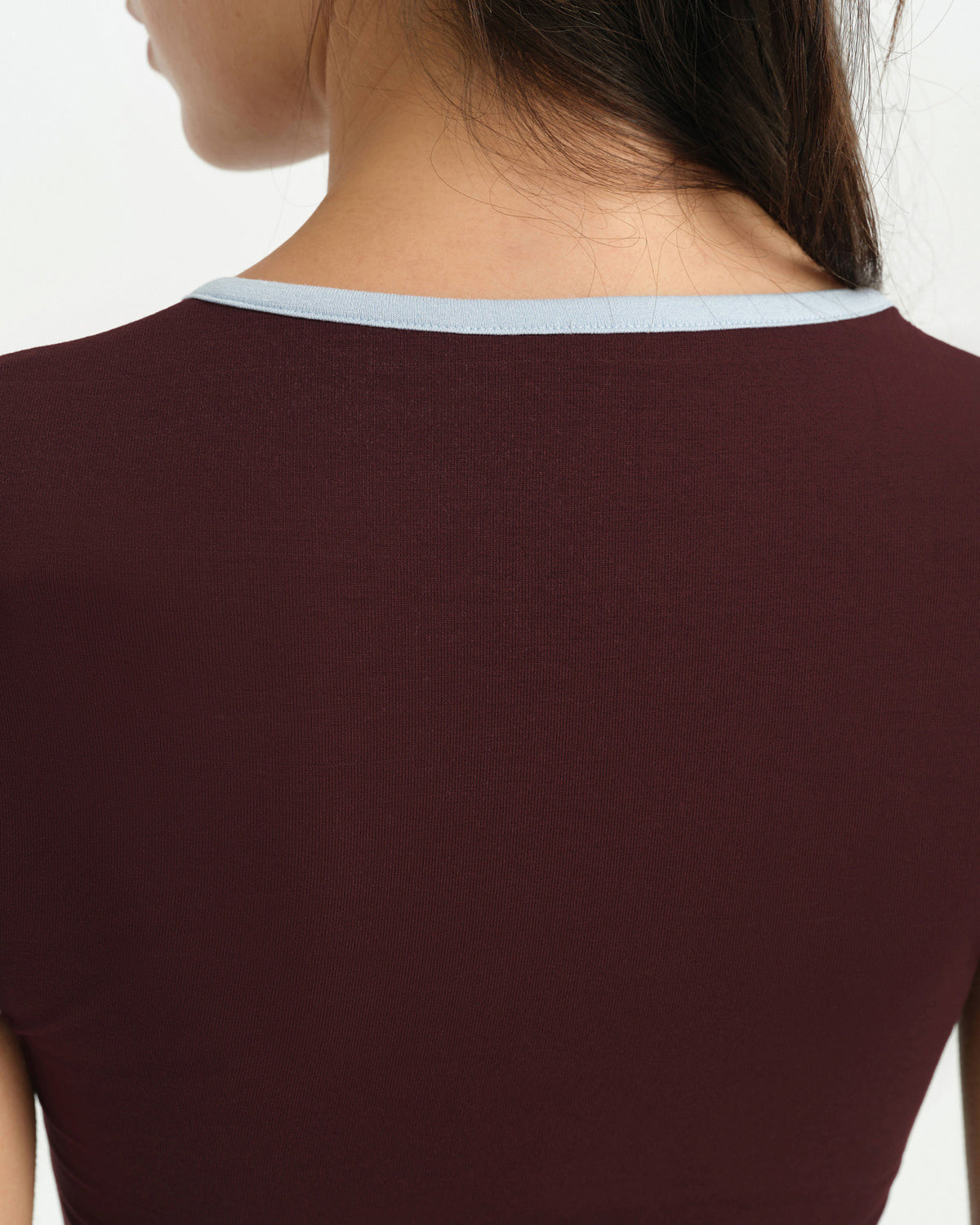 Kestane Kontrast Biyeli T-Shirt