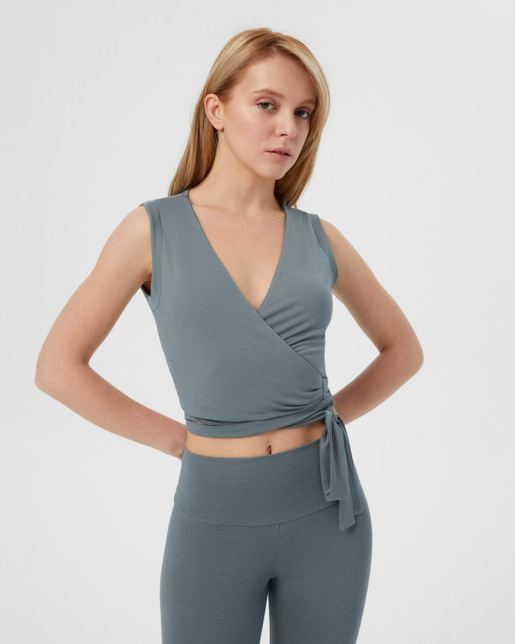 Tirşe Kolsuz Anvelop Wrap Bluz