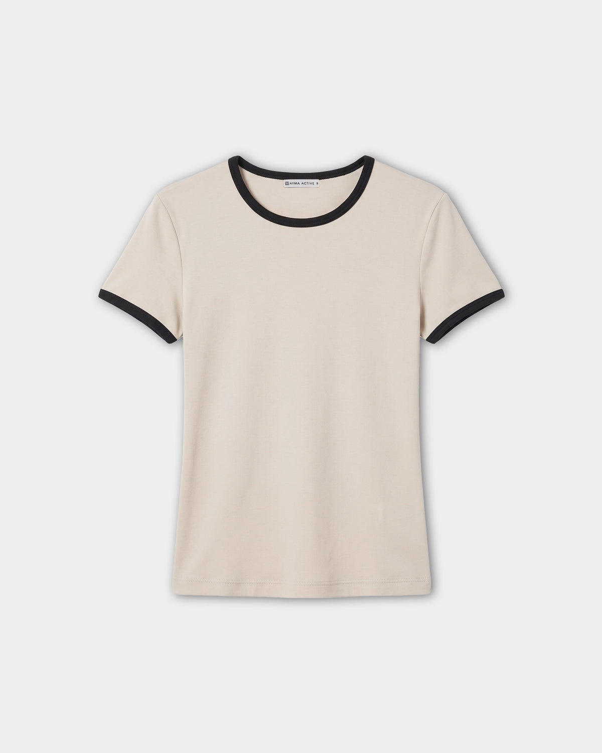 Krema Kontrast Biyeli T-Shirt