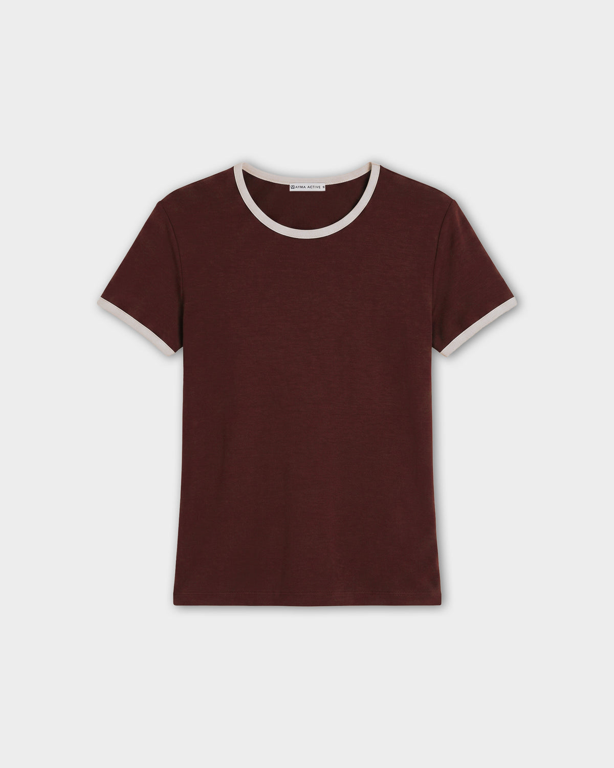 Kahverengi Kontrast Biyeli T-Shirt