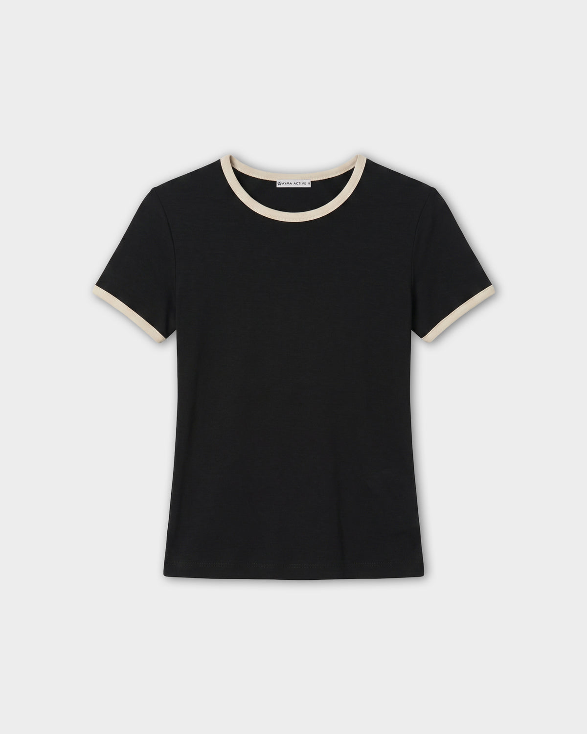 Siyah Kontrast Biyeli T-Shirt