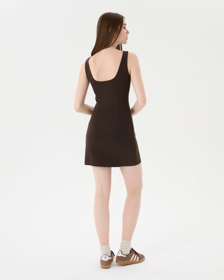 Kahverengi Low Back Elbise