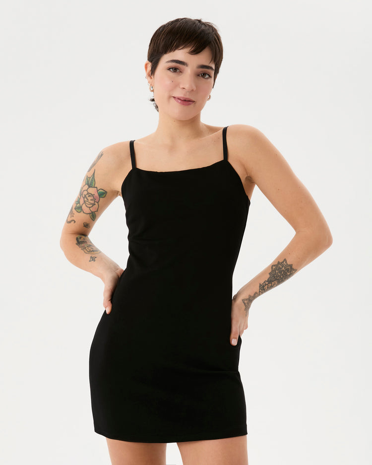 Siyah Askılı Mini Elbise