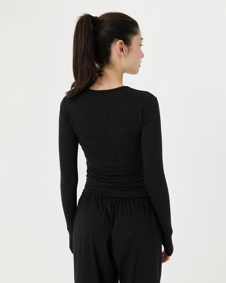 Gri Melanj Parmak Geçmeli Bluz